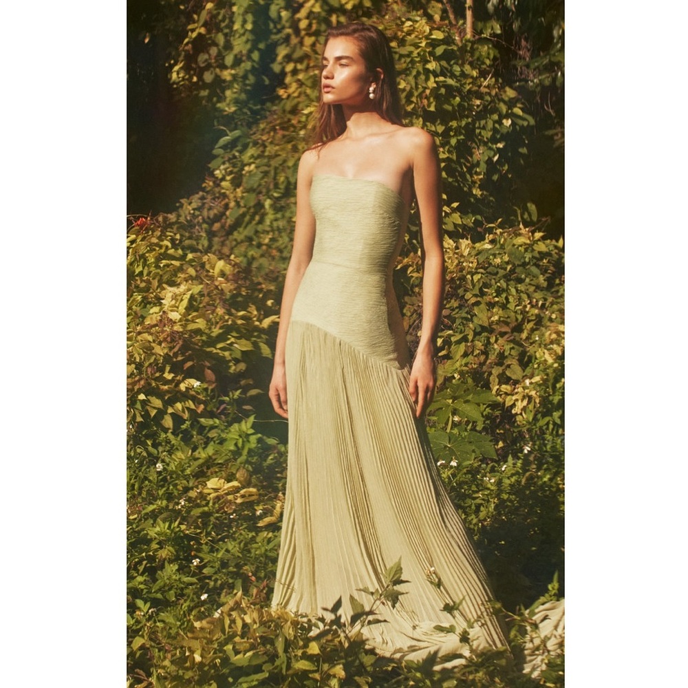 ALEXIS Sunniva Strapless Pleated Maxi Dress Gown Sage Green NEW with tag - Picture 12 of 14